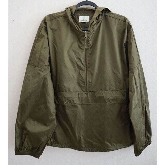 Offline x Aerie Women's Sz M Olive Green Packable Half Zip Windbreaker Jacket - Picture 1 of 9